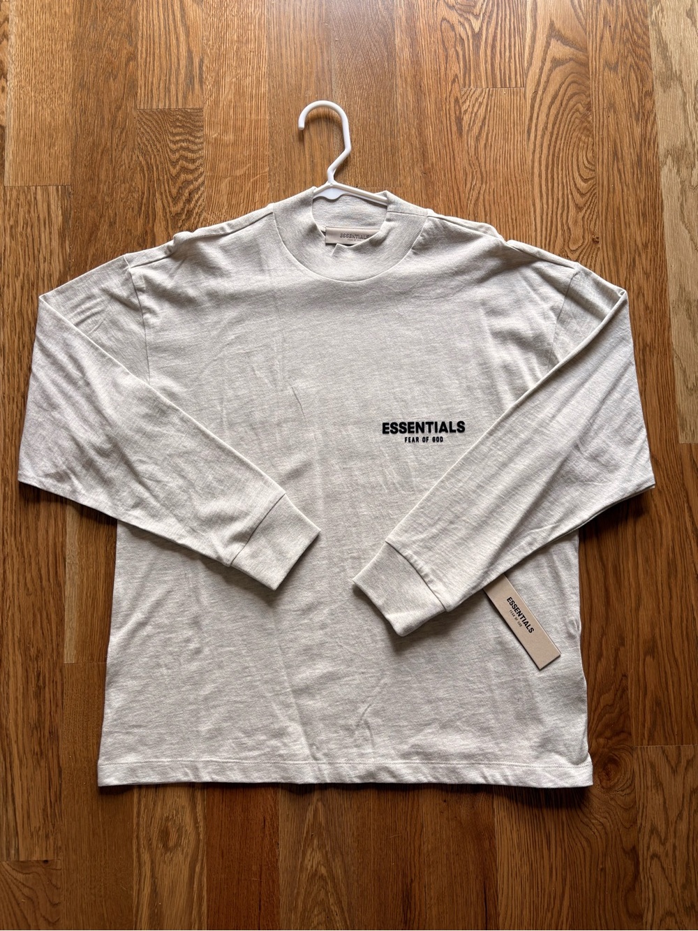 NWT Fear of God ESSENTIALS Long Sleeve Crewneck Shirt in Light Oatmeal - XXS